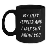 Funny Silky Terrier Dog Black Coffee Mug Gifts for Men Women Friends Family - Unique Christmas Mugs from Men to Silky Terrier Dog Lovers - Main